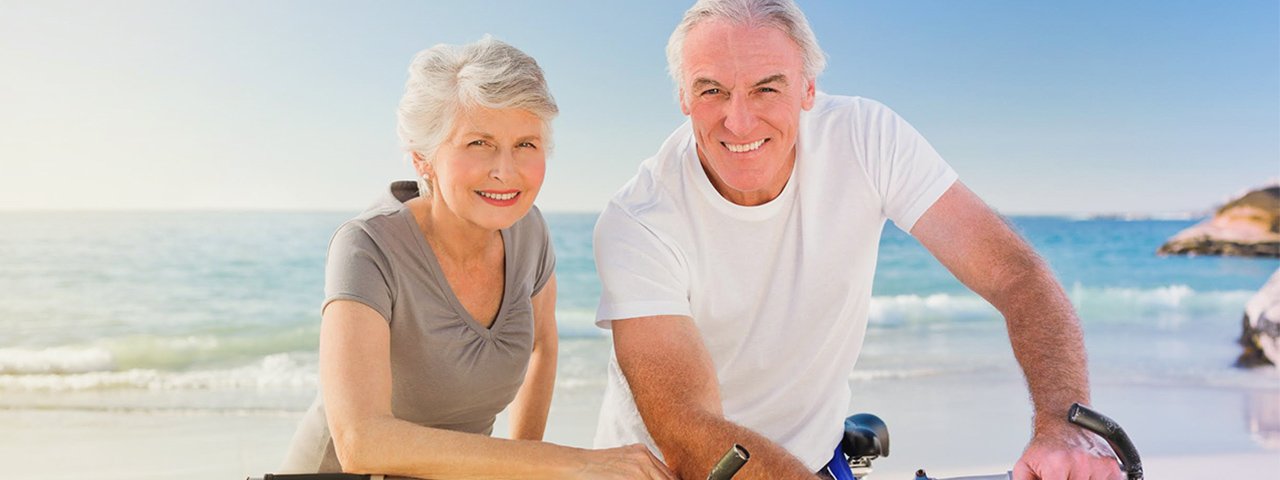 an old couple seaview bicycle